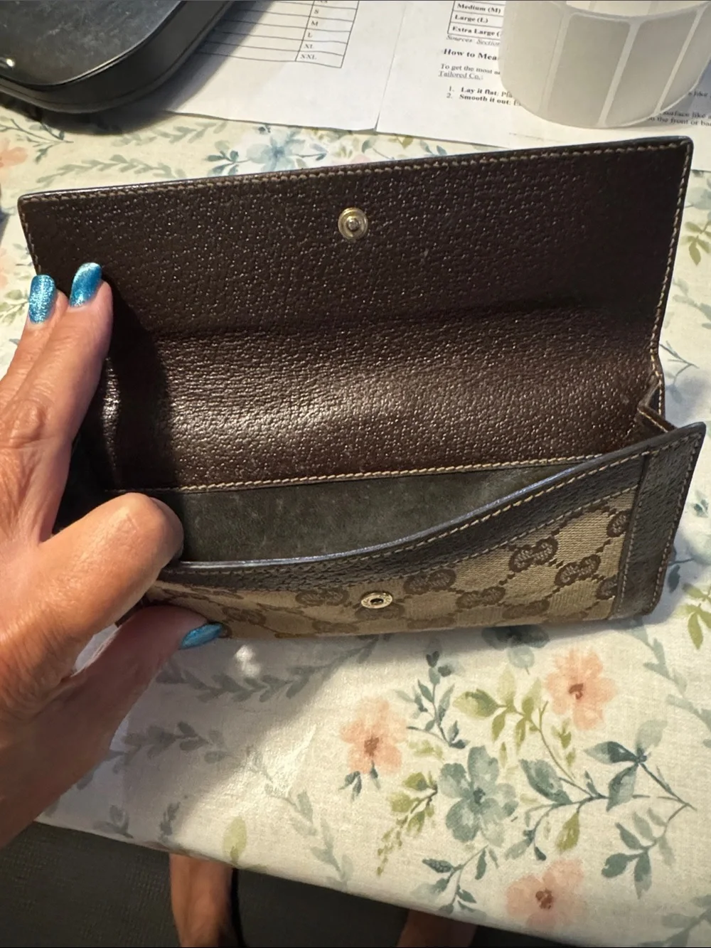 Gucci Brown/Tan GG Monogram Continental Wallet - Picture 2 of 4